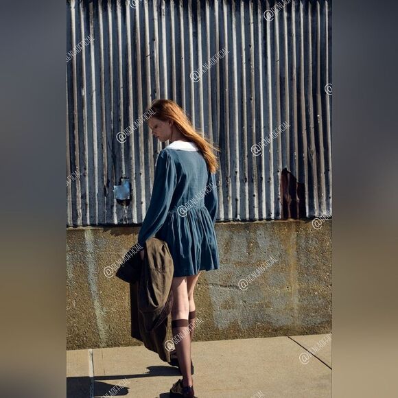 NWT ZARA Benla SHORT DRESS WITHβBIB COLLAR - Picture 5 of 16